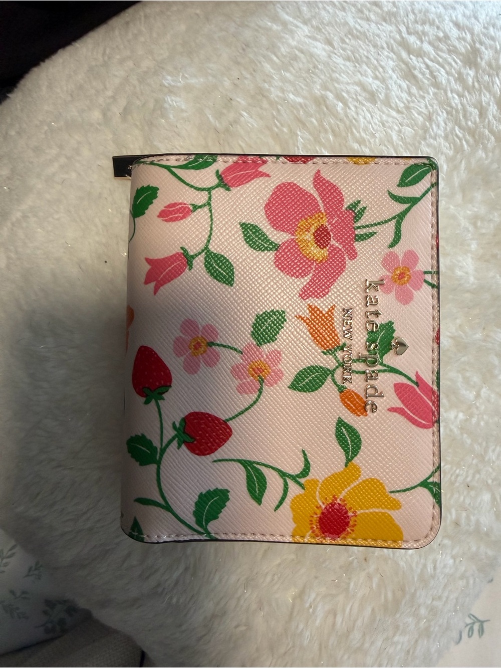 kate spade Floral Print Small Zip Card Holder in Pink